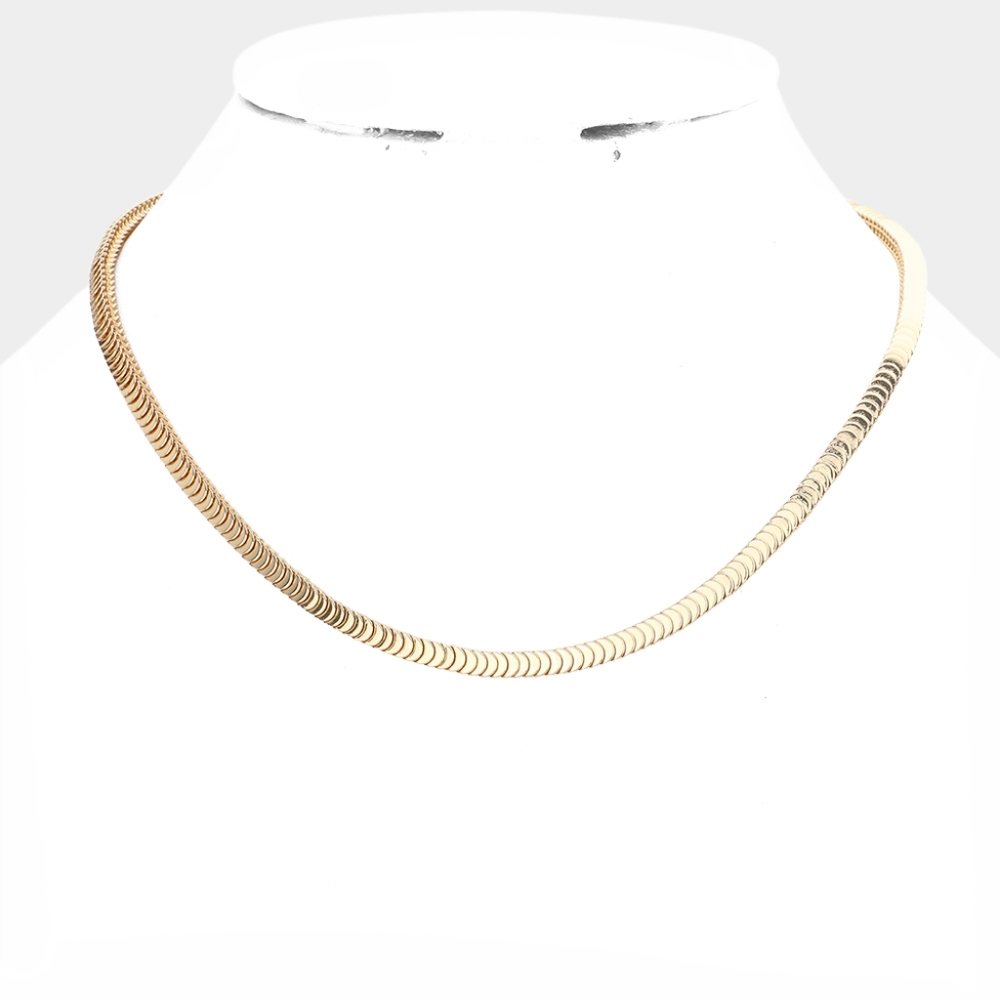 Simple Gold Metal Link Necklace Chain Woman Jewelry